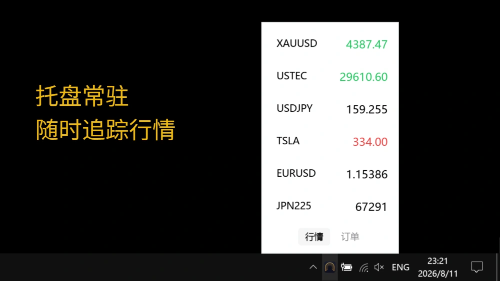 托盘常驻 · 随时追踪行情